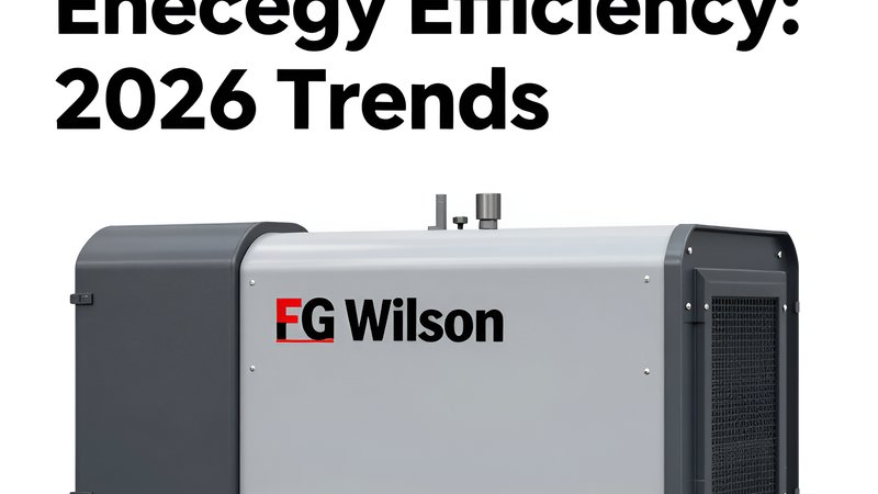 Современная иллюстрация промышленного дизельного генератора FG Wilson в минималистичном стиле для статьи о трендах энергоэффективности